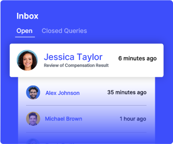 Inbox view for compensation queries showing payout review and participant messages