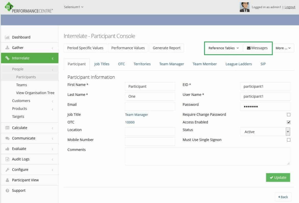 participant console
