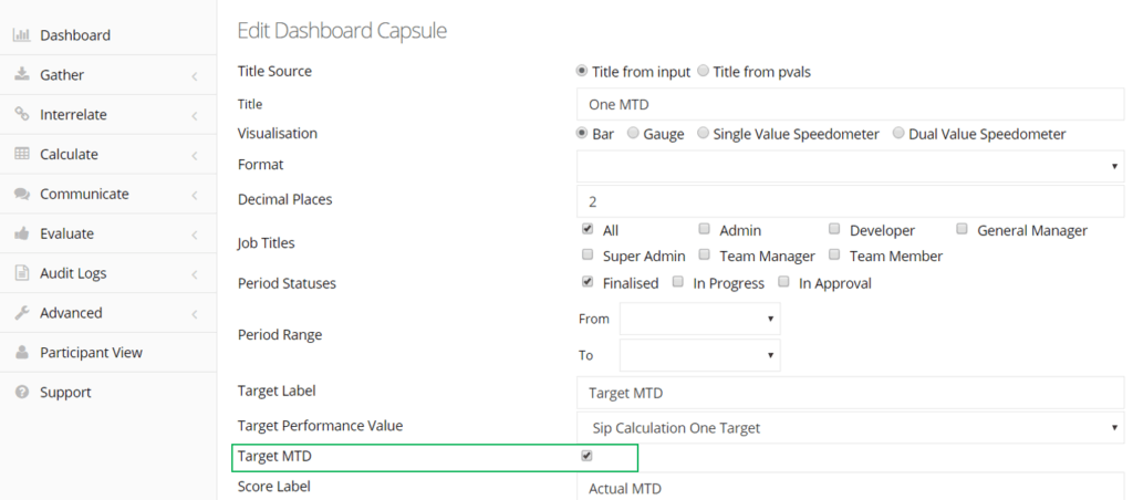 MTD target