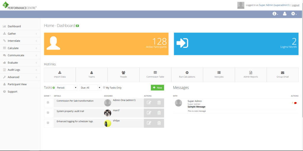 admin dashboard