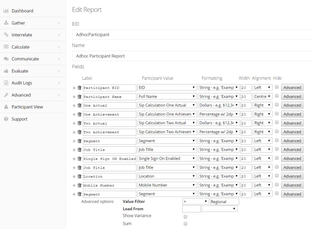 filter ad hoc records per segment
