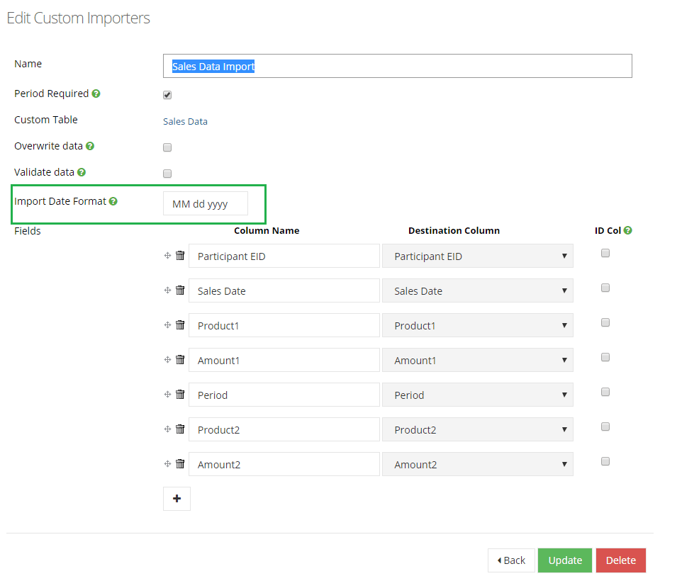import date format per importer