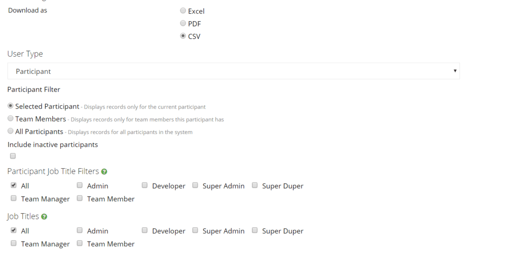 report builder with CSV