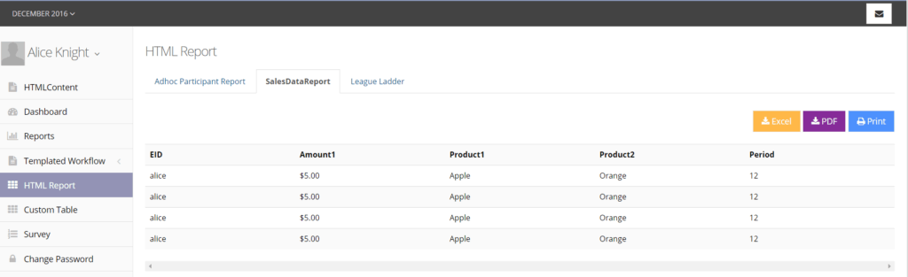 multiple report selection