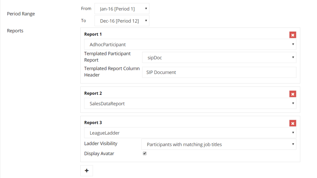 multiple report selection