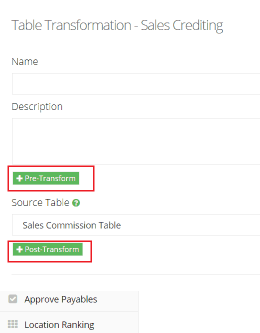 pre and post sql transform in sales crediting transform
