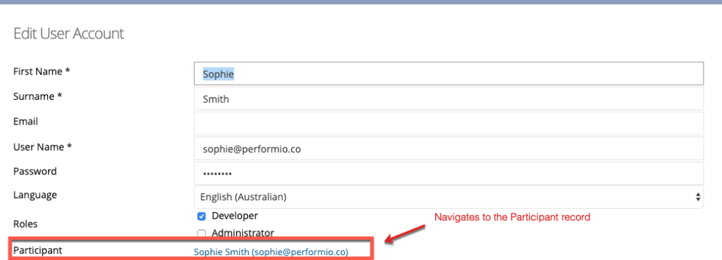 User to Participant