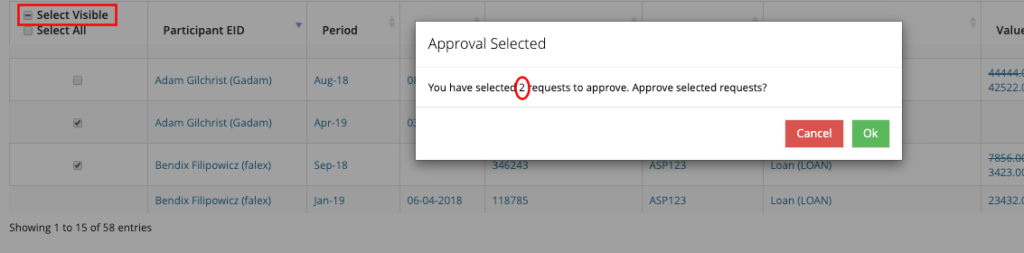 Bulk Approval Select Visible
