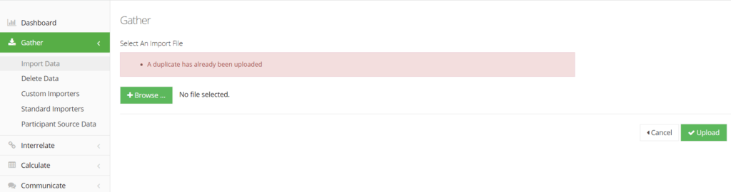duplicate file upload of input data