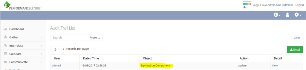 logs for changes in plan template
