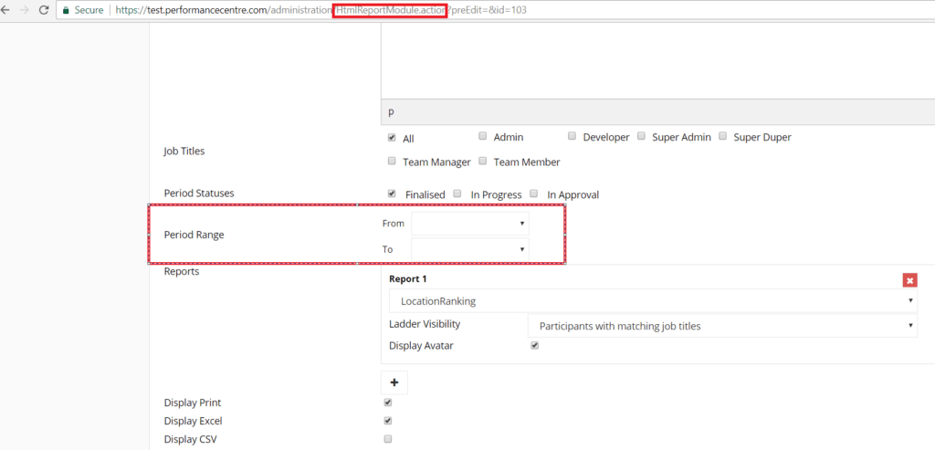 HTML report module visibility based on period range