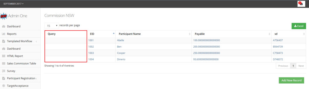 UI after configuration