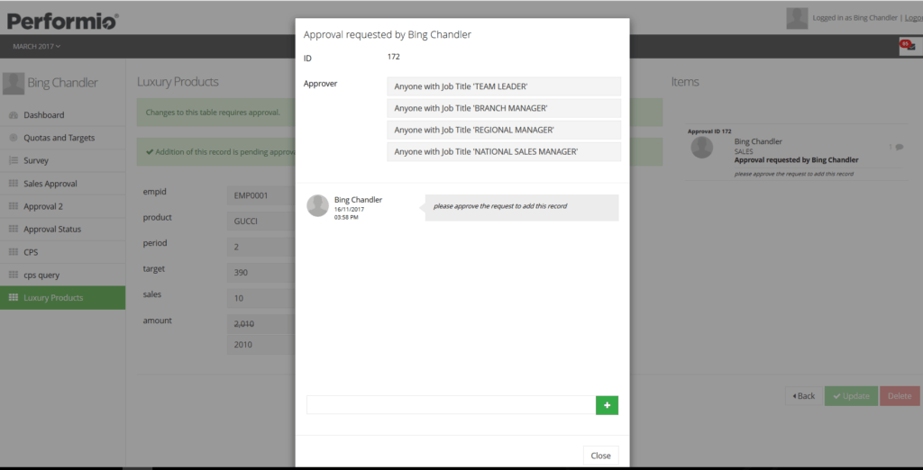 approval request from mailbox for action add
