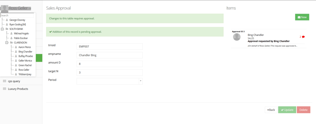 approving requests on behalf of another participant