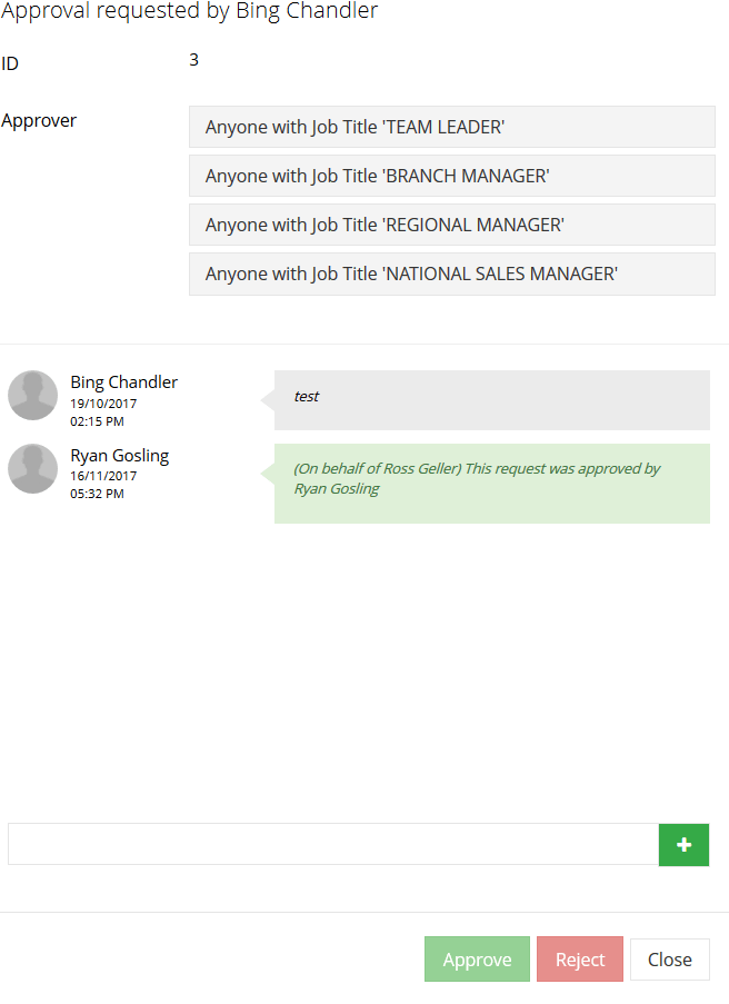 approving requests on behalf of another participant
