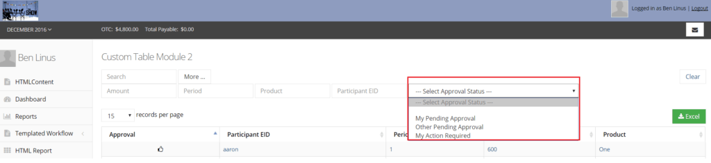 filtering custom table records based on approval status