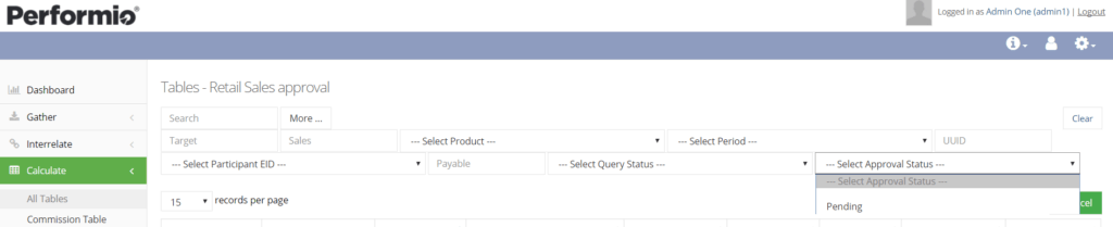 approval status and filter on administrator site