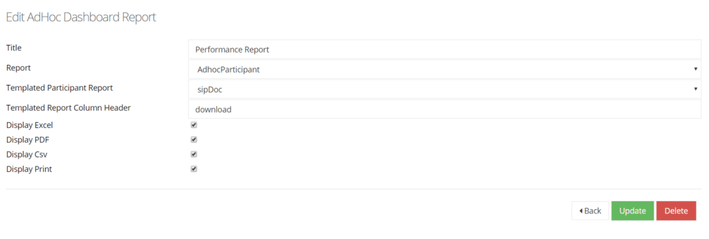 dashboard configuration