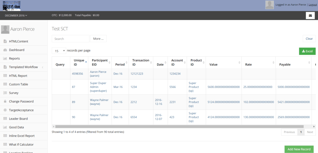 filtering custom table