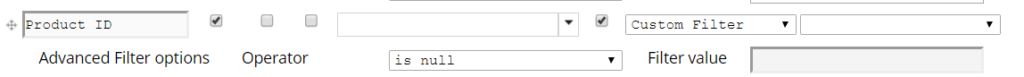 filtering custom table