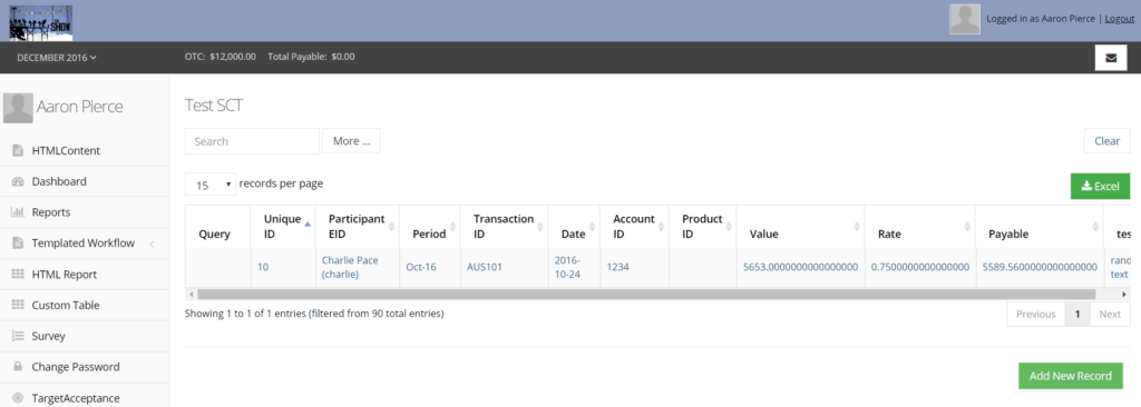 filtering custom table