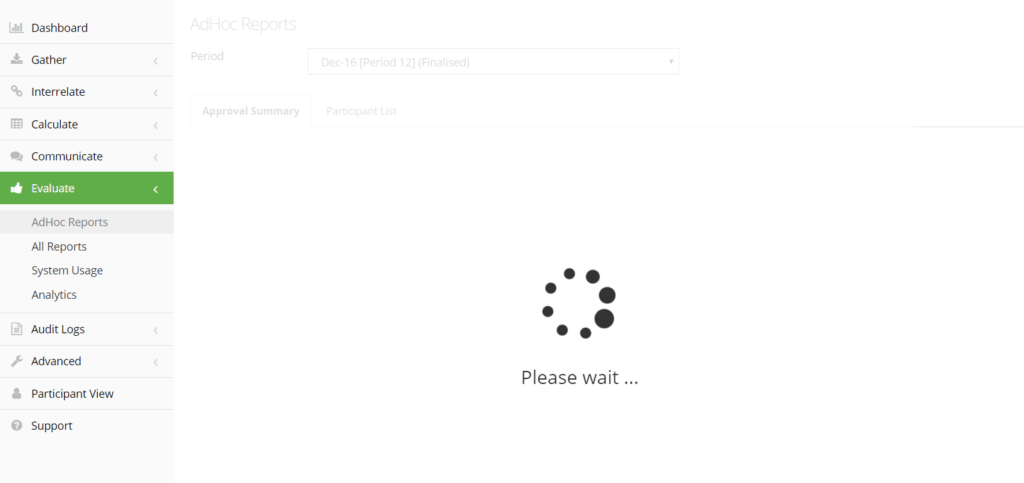 ad hoc admin reports displayed on ui