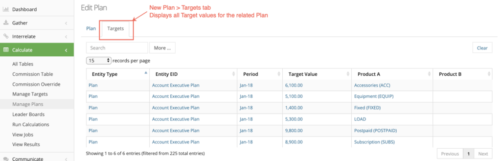 targets tab