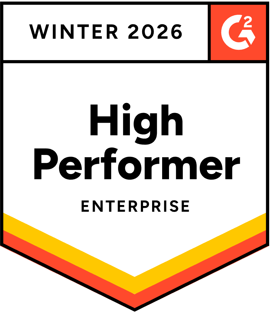 Badge graphic for G2 High Performer in the Enterprise sector, Winter 2026