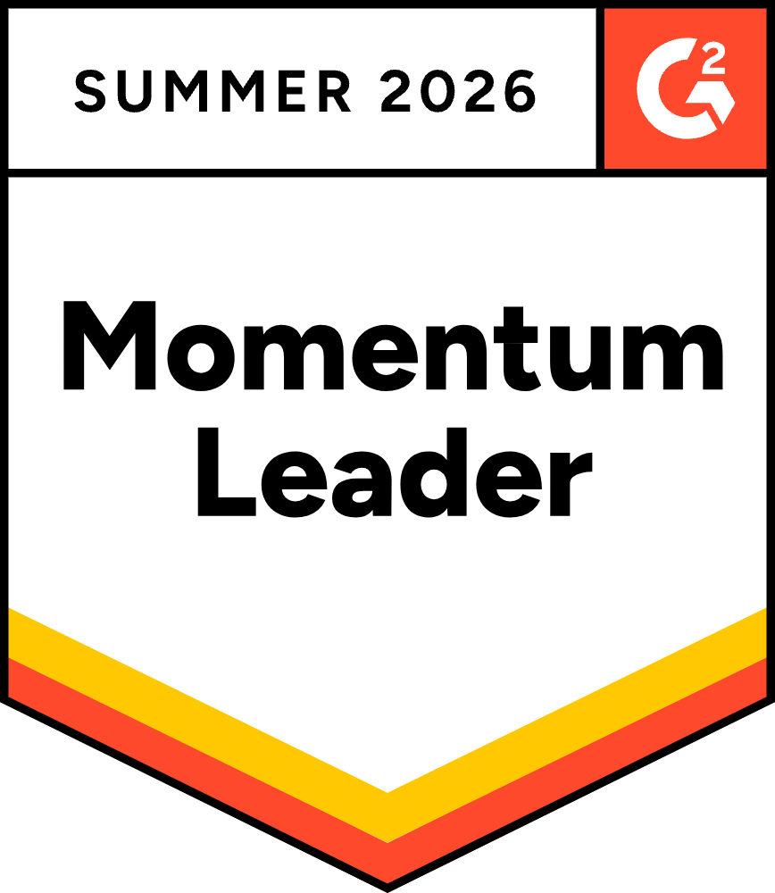Badge graphic for G2 Momentum Leader in Sales Performance Management, Summer 2026