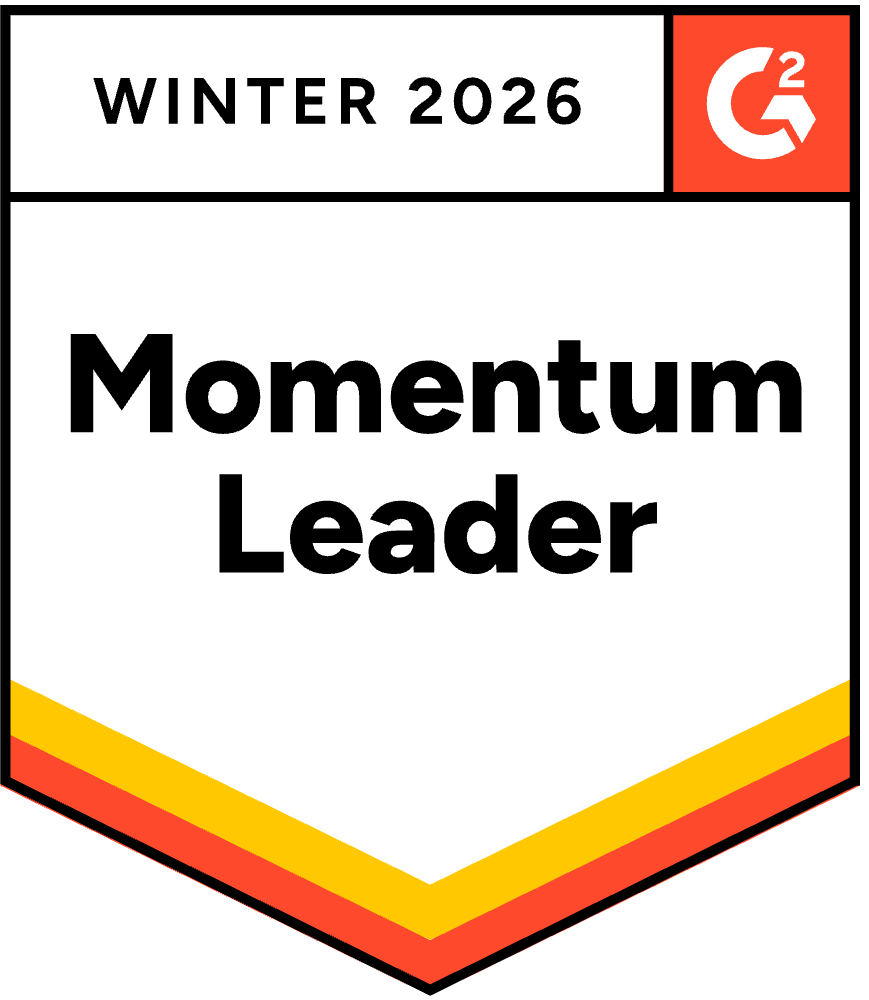 Badge graphic for G2 Momentum Leader in Sales Compensation, Winter 2026